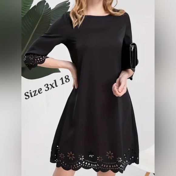 Felt's Fun Finds Dresses & Skirts - Laser Cut Black Dress 3XL 18 - 3/4 sleeve